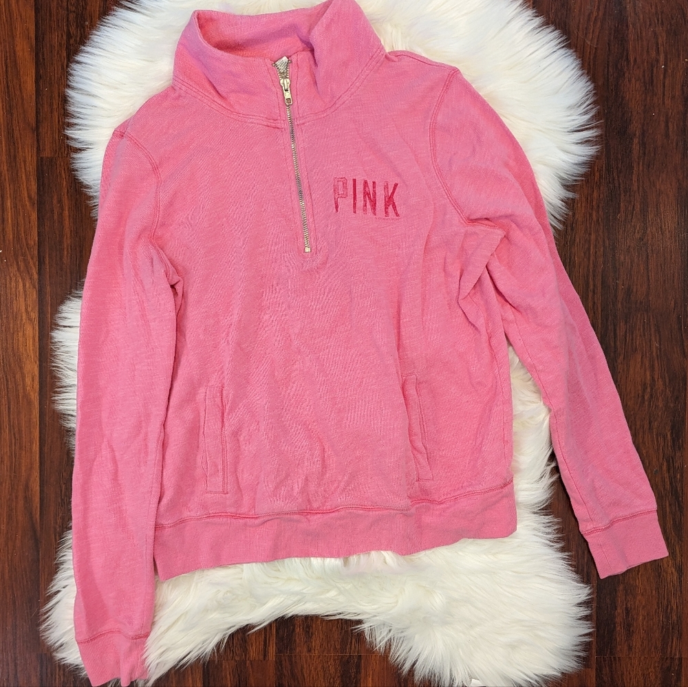 PINK Victoria's Secret Pullover Partial Zip Sweatshirt Pink